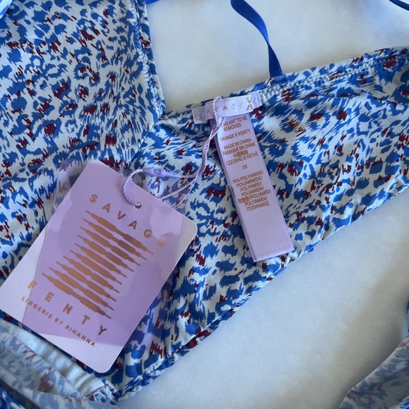 Savage Not Sorry Open-Back Strappy Brazilian Panty Leopard Blue Cyber Cafe 2X - Picture 6 of 7